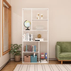 Metal Bookcase with Symmetrical Grid Display