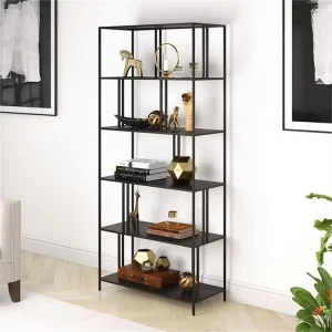 Metal Bookshelf Storage Rack and Display Shelf Unit for Living Room or Home Office