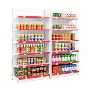 Metal Display Shelves for Fruit, Cosmetics, Biscuits, Candles, Perfume, Skin Care Products, and Toys