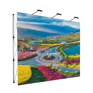 Metal Exhibition Stand, 3×3 to 3×6, Curved or Straight Aluminum Fabric Backdrop with Wall Banner