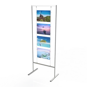 Metal Floor Menu and Hanging Poster Display Stand
