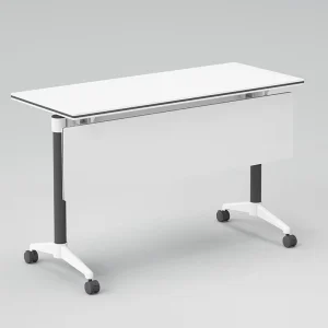 Metal Foldable Conference Table with Castors, Steel Legs, and Storage Rack for Commercial Offices