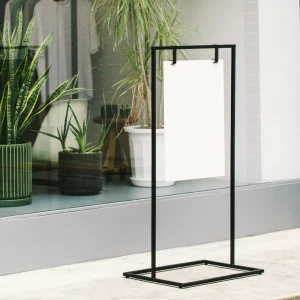 Metal Freestanding Sidewalk Sign Stand with Square Frame and Hanging Poster Rack