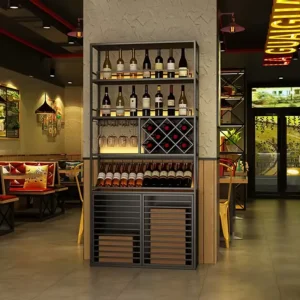 Metal Industrial-Style Stainless Steel Wine Rack with Solid Wood Holder 120-Bottle Capacity