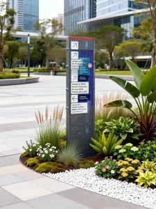 Metal Signage Stand with Remote LED Lighting for Wayfinding and Directional Displays