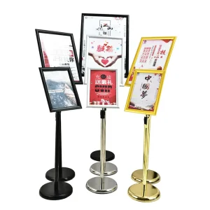 Metal Steel Floor Standing Pedestal Sign Holder A3 A4 Banner Display Customizable Color