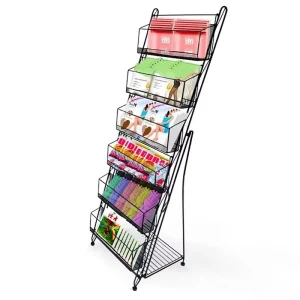 Metal Storage Basket Display Rack Stand Holder for Bookstore Retail Brochures Magazines Flyers Posters Books and Postcards