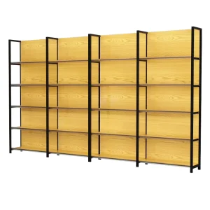 Metal Supermarket Display Rack 4 Shelves Single-Sided 50-100kg Capacity 30-35cm Depth 90-120cm Width 165-195cm Height