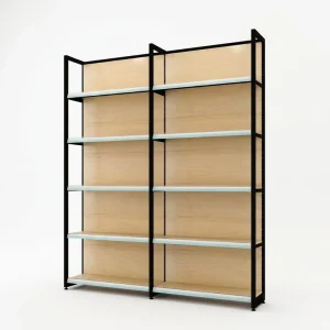 Metal Supermarket Display Stand with 5 Shelves Wall-Mounted Display Rack