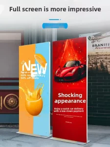 Metal T-Type Double-Sided Floor-Standing Poster Display Stand Customizable