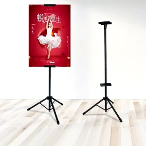 Metal Vertical Double-Sided KT Board Poster Holder Telescopic Triangular Floor Stand
