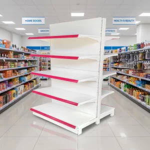 Metallic Light and Heavy-Duty 5-Shelf Double- and Single-Sided Gondola Display Rack