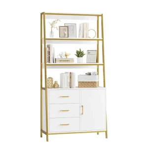 Microwave Oven Stand Home Office Ladder Shelves Free Standing Storage Cabinet Bookshelf Multifunction Metal School Warehouse