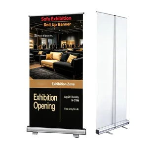 Mini Stand-Up Retractable Aluminum Double-Sided Pull-Up Roll Banner for Trade Shows