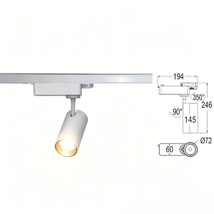 Minimalist Anti Glare Adjustable Track Spotlight Ceiling Mounted Lamp for Gallery Shop Exhibition Indoor Commercial Light