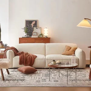 Minimalist Design Leisure Sofa Modern Style White Velvet Fabric Living Room Straight Sofa Modular Furniture Sofa Set