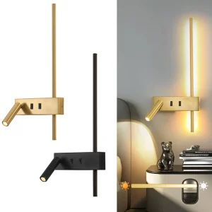 Minimalist Iron Long Strip LED Wall Lamp Aluminum Shade Modern Design for Living Room Hotel Bedroom Bedside Use Built in Switch