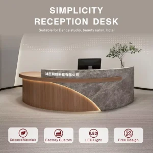 Minimalist Multifunctional Beauty Salon Bar Clothing Store Checkout Counter Dance Studio Lacquered Reception Desk Curved