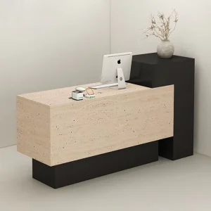 Minimalist Wood Reception Desk for Offices, Salons, and Boutiques, Custom Factory Wholesale Price
