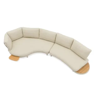 Minimalist Woven Curved Shape Outdoor Fabric Sofa Module Set