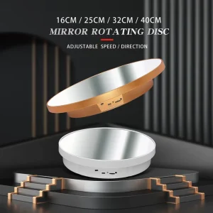 Mirror 360-Degree Panoramic Display Stand with Suede Electronic Rotating Turntable