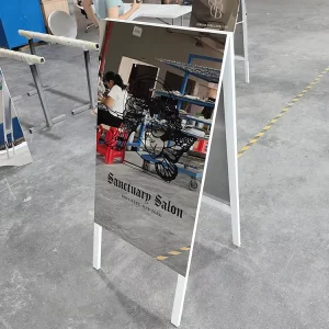 Mirrored A-Frame Double-Sided Outdoor Sidewalk Sign for Storefront