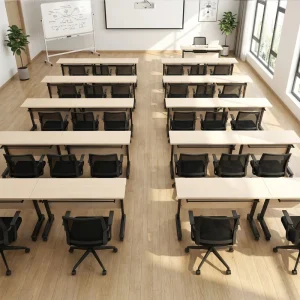 Mobile Rectangular Folding Training Table with Waterproof Surface for Office Meetings, Seminars, and Workshops