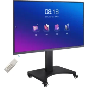 Mobile TV Bracket with Floor Tray and Rolling Base