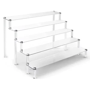 Modern 5-Layer Customized Acrylic Display Rack for Paper Cups, Cakes, Perfumes, and Small Statues