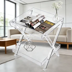 Modern Acrylic Double-Shelf Display Rack and Storage Unit