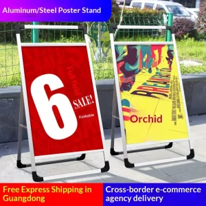 Modern Aluminum Alloy Foldable Outdoor Portable Vertical Double Sided Floor Standing Poster Stand Advertising Display