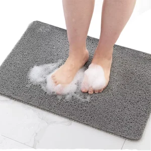 Modern Anti-Slip PVC Toilet Floor Runner Square Hollow-Out Spaghetti Mat with Solid Pattern
