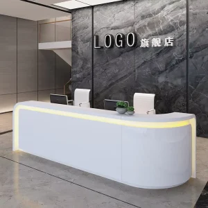 Modern Arc-Shaped Reception Desk and Cashier Counter for Hotels, Bars, and Beauty Salons