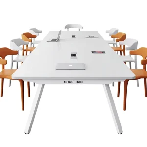 Modern Bamboo Conference Table with Cable Box and Chair Set for 6-20 People
