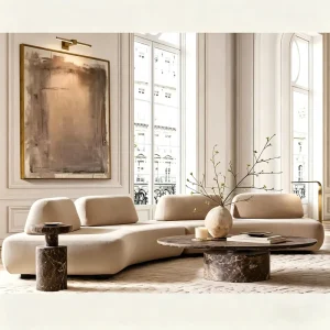 Modern Curved Modular Sectional Sofa Boucl Japandi Nordic Minimalist Fabric Cloud Couch Boneless for Living Room Home