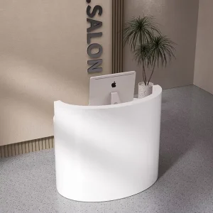 Modern Curved Reception Desk and Consultation Counter for Beauty Salons and Shops