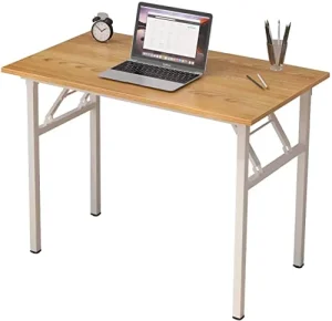 Modern Design Brown Folding Computer Desk Space Saving Multifunction Folding Table for Study Bedroom Dining Room Kitchen Office