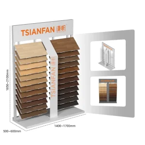 Modern Double-Sided Wooden Flooring Display Stand for Showrooms