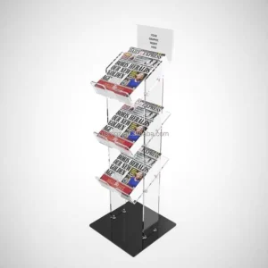 Modern Durable 3 Layers Clear Acrylic Newspaper Magazine Tabloid Brochure Stand Retail Display Holder