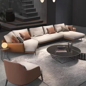 Modern Fabric and Leather Modular Sectional Sofa Set for Hotels and Apartments