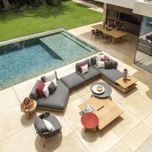 Modern Garden Furniture Leisure Sofa Modular Sofa with Cushion Teak Sofa