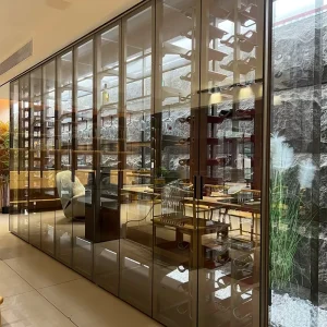 Modern Glass Wine Cabinet for Living Room with Storage and Display Shelves