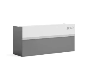 Modern Gloss Grey Reception Desk with Quartz Counter Wooden Front Desk