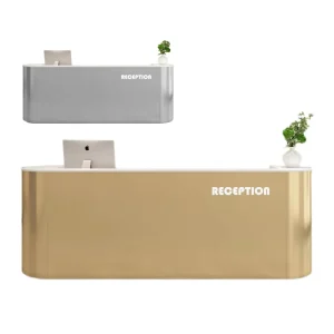 Modern Gold Cashier Counter and Reception Desk for Boutiques, Beauty Salons, and Nail Spas