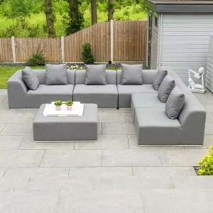 Modern Green Aluminum Outdoor Modular Sectional Sofa Set for Garden, Courtyard, Hotel, or Villa