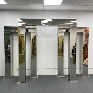 Modern High Quality New Background Wedding Stainless Steel Square Column Props Silver Outdoor Wedding Shelf Screen Signs