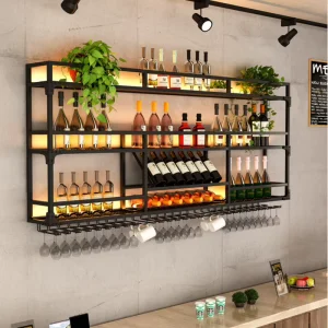 Modern Iron Bar Eco-Friendly Minimalist Wall Wine Rack Shelf Red Wine Cabinet Lattice Wall-Mounted Wine Display Home Furniture