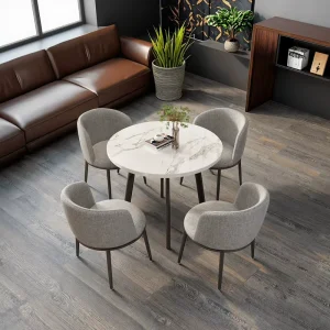 Modern Iron Metal Restaurant Table and Chair Set, Non-Foldable