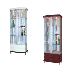 Modern LED Light Glass Home Furniture Display Cabinet with 5+ Compartments & 20+ Shelves for Living Room Wine Storage