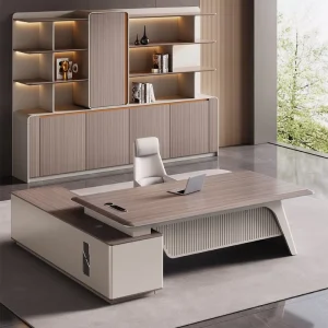 Modern Large Office Desk and Chair Combination Wooden Custom-Size Office Table